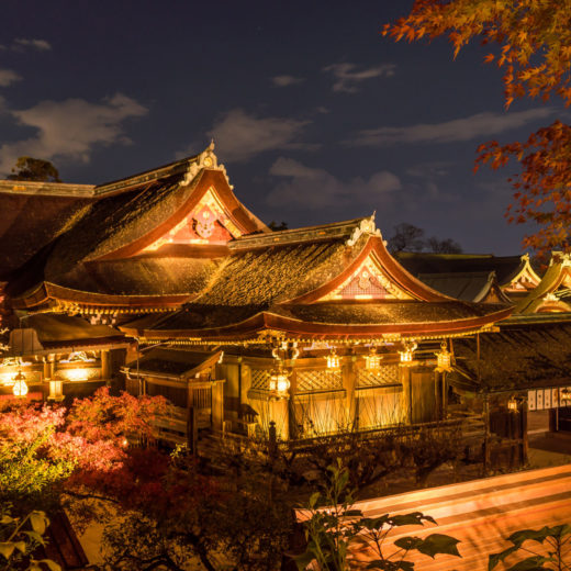 日本の秋-京都　北野天満宮-秋の紅葉ライトアップ